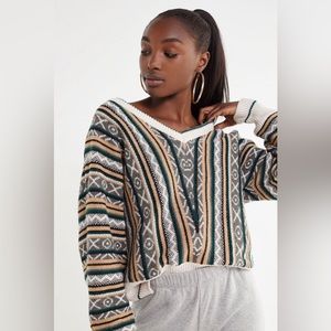 Allison Fuzzy Patterned Pullover Sweater